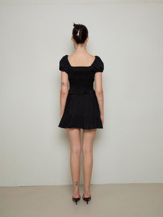 Rosie shirring skirt (black)