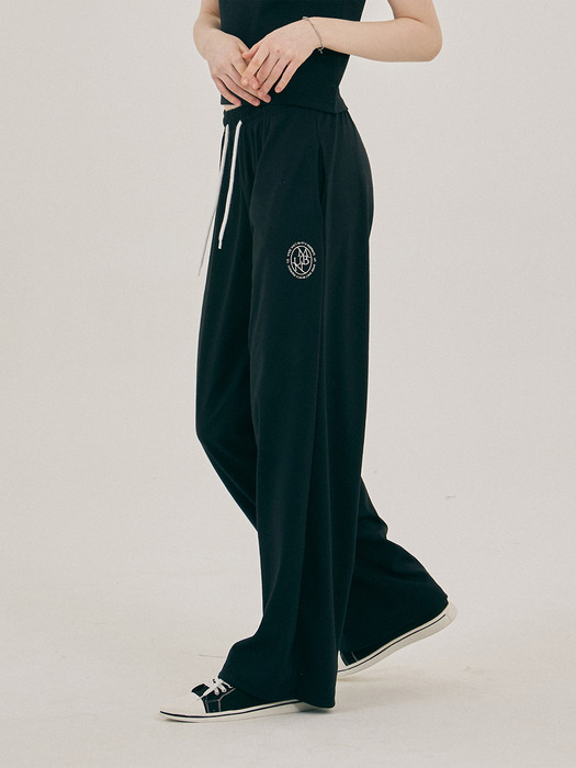 Moment Coolcotton Needlework Wide Pants_Black