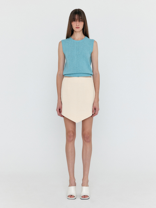 WIVIO Asymmetric Mini Skirt - Light Beige