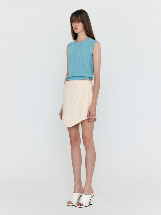 WIVIO Asymmetric Mini Skirt - Light Beige