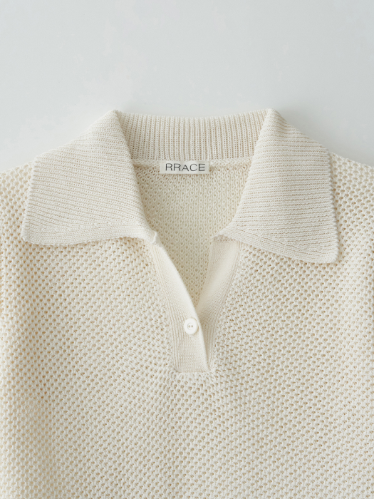 Pure Honeycomb Collar Knit_Ivory