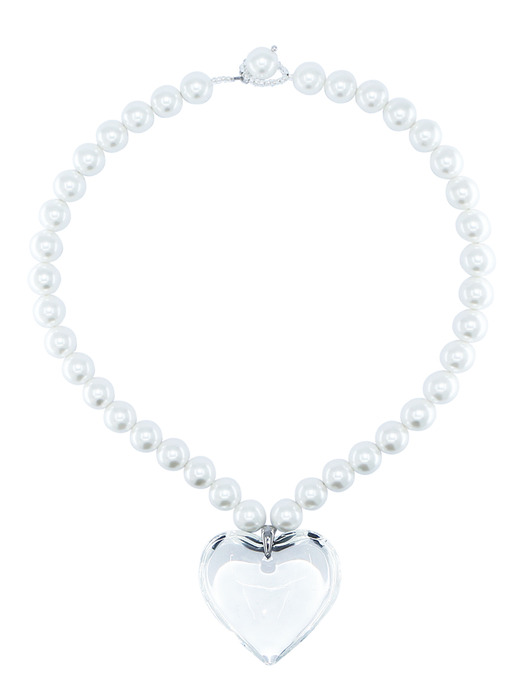 Invisible Heart Pearl Necklace[Clear]