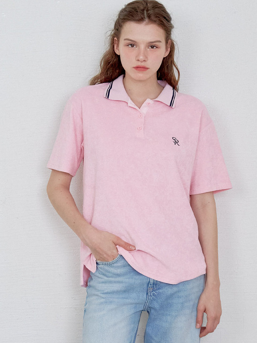 TERRY COLLAR T-SHIRT - PINK