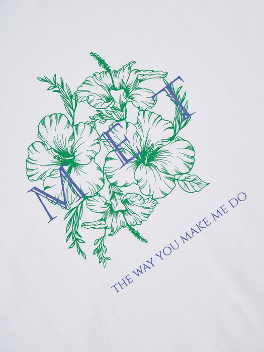 MET two-tone lettering flower t-shirt white