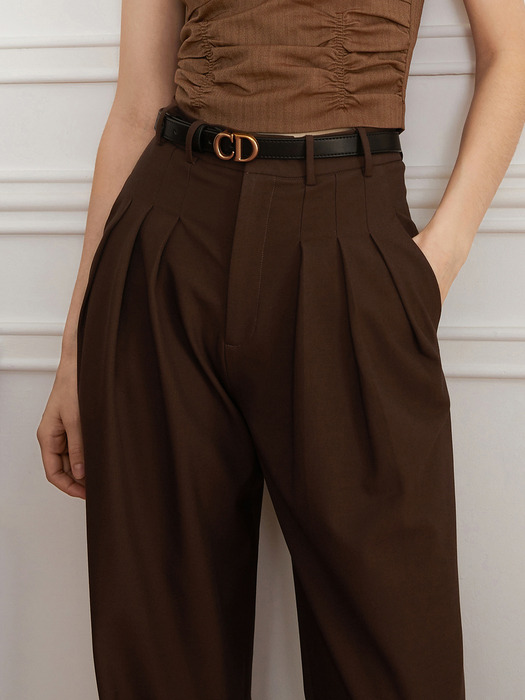 YY_Two tuck detail soft pants_BROWN