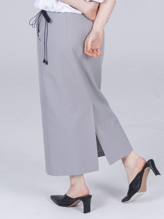 Cotton H-line Belt Skirt_Pale Green