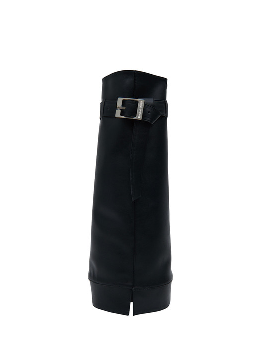 Boot-Cut Leather Leg Warmer / BLACK