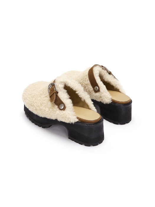 70`s CLOGS_beige shearing