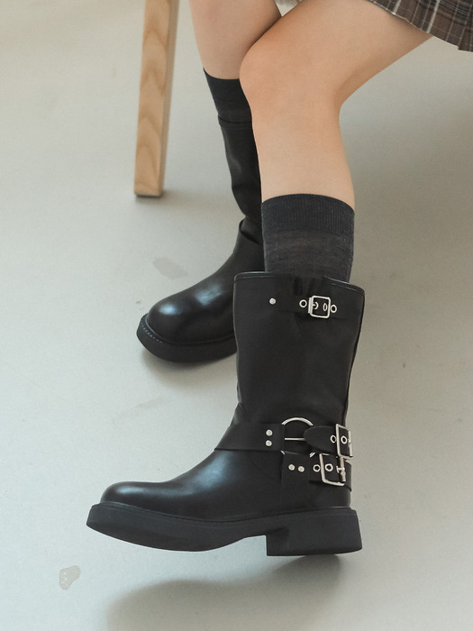 ljh1020 biker middle boots _ 2colors