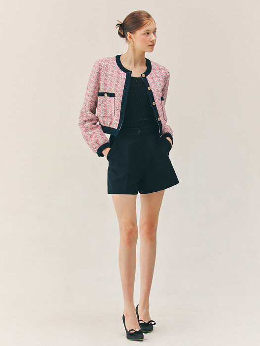 BESSIE Wool suit shorts (Deep navy)