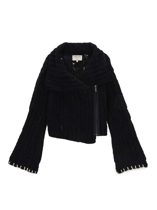 TWO WAY KNIT CARDIGAN JACKET IN BLACK