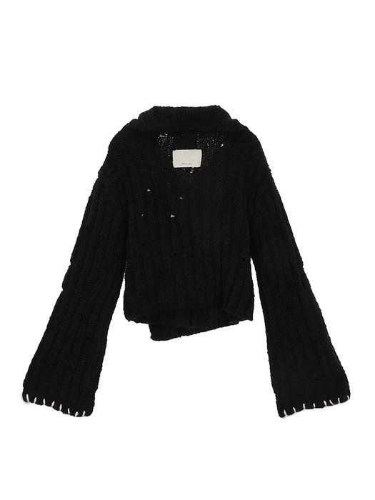 TWO WAY KNIT CARDIGAN JACKET IN BLACK