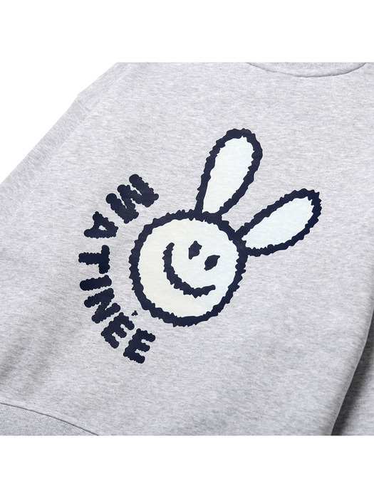 [기모옵션] Smiling Rabbit Sweat Shirts [MELANGE GREY]