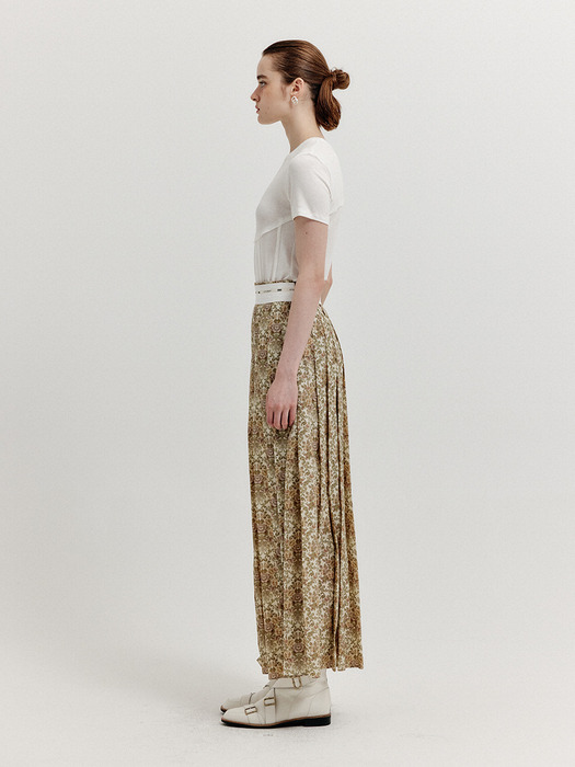 XOVEL Pleated Maxi Skirt - Beige Multi