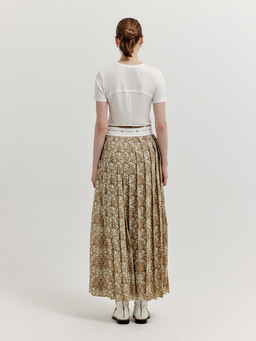 XOVEL Pleated Maxi Skirt - Beige Multi
