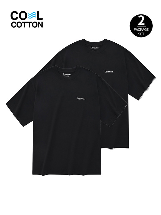 에센셜 쿨 코튼 2-PACK 티셔츠 블랙+블랙