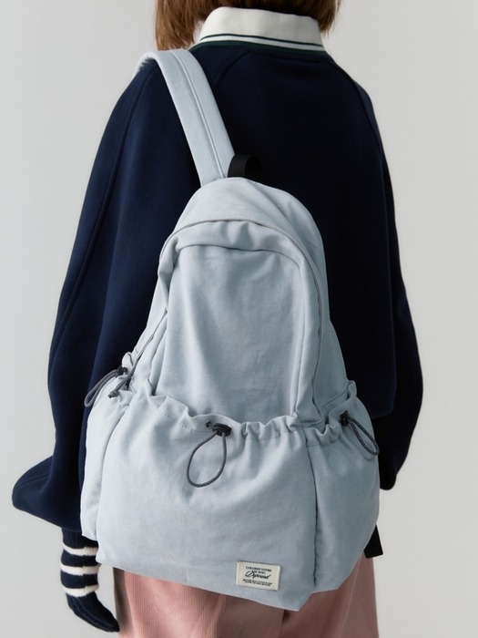 cotton travel backpack - blue gray