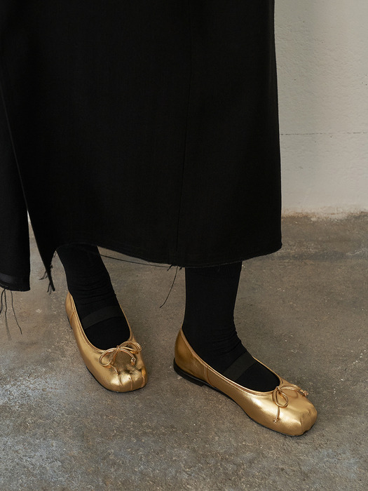 Lumi Ballet Flats Leather Gold