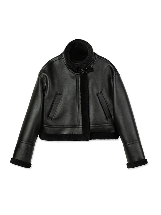 REVERSIBLE SHEARING AVIATOR JACKET_BLACK BLACK