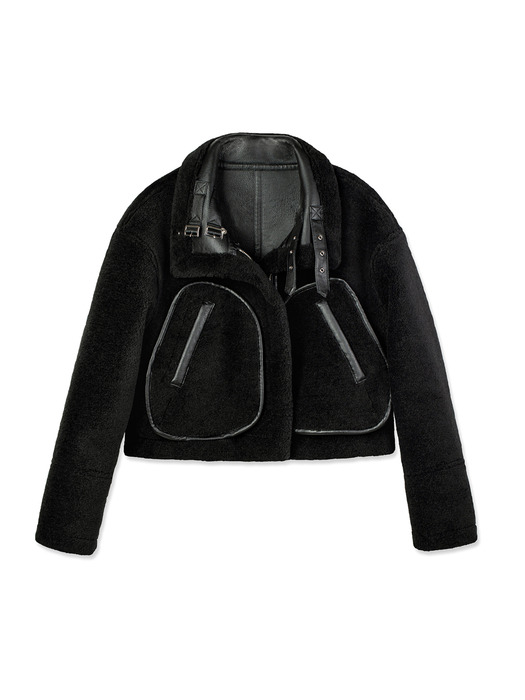 REVERSIBLE SHEARING AVIATOR JACKET_BLACK BLACK