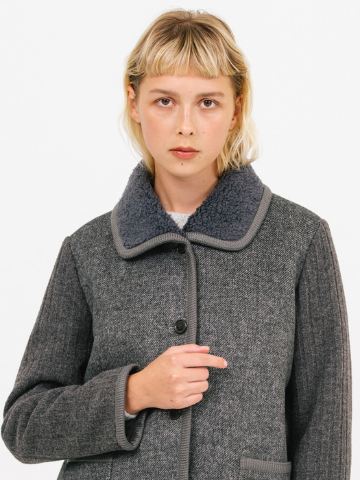 stripe sleeve wool jacket_dark gray