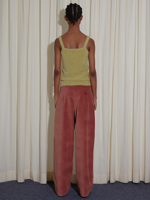 TWO TUCK COTTON WIDE PANTS - BRICK