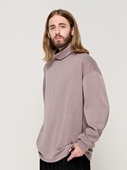 CB OVER TURTLE-NECK LONG SLEEVE T-SHIRT (BROWN)