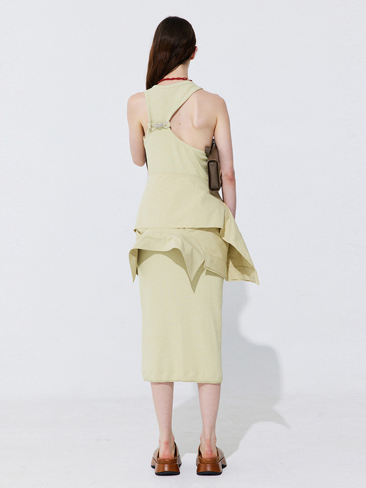 Back Cut-out Sleeveless Dress_Light Green