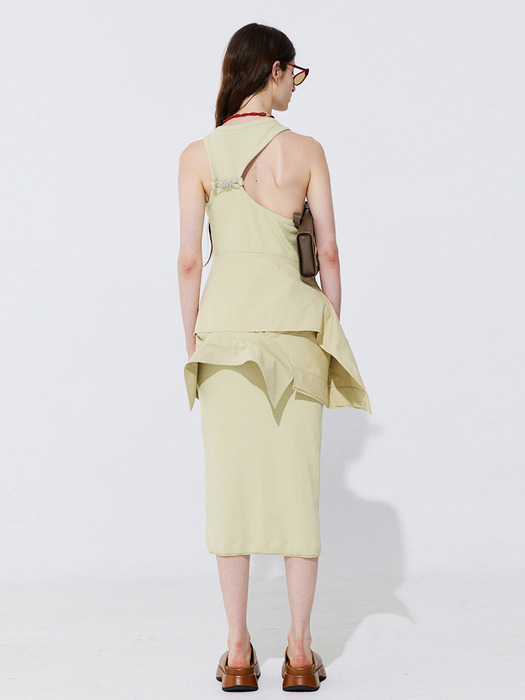 Back Cut-out Sleeveless Dress_Light Green