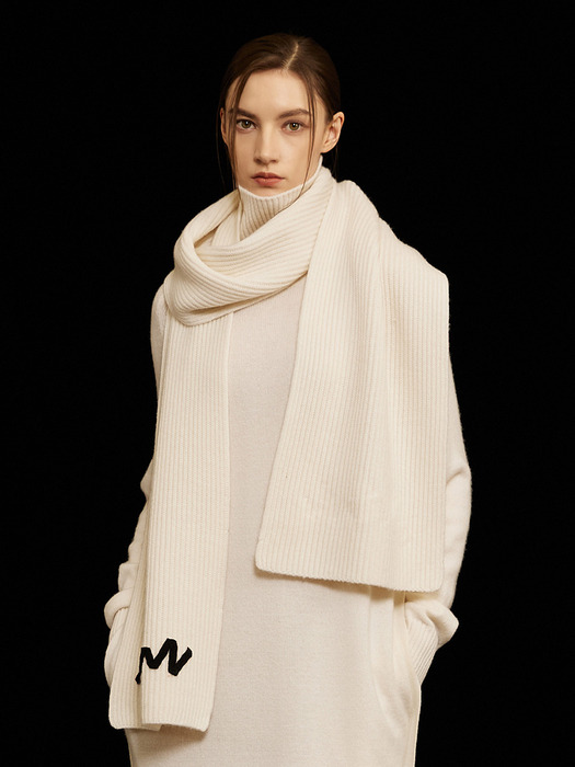 Ribbed Cashmere Muffler Ivory