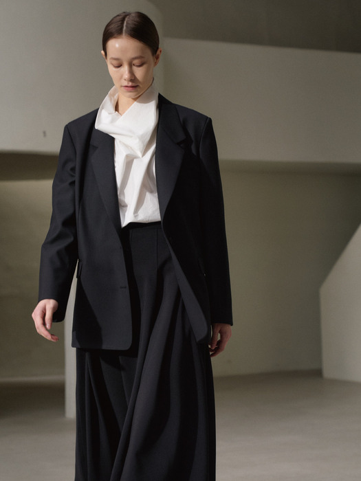 Wool Oversize Tailored Jacket Black