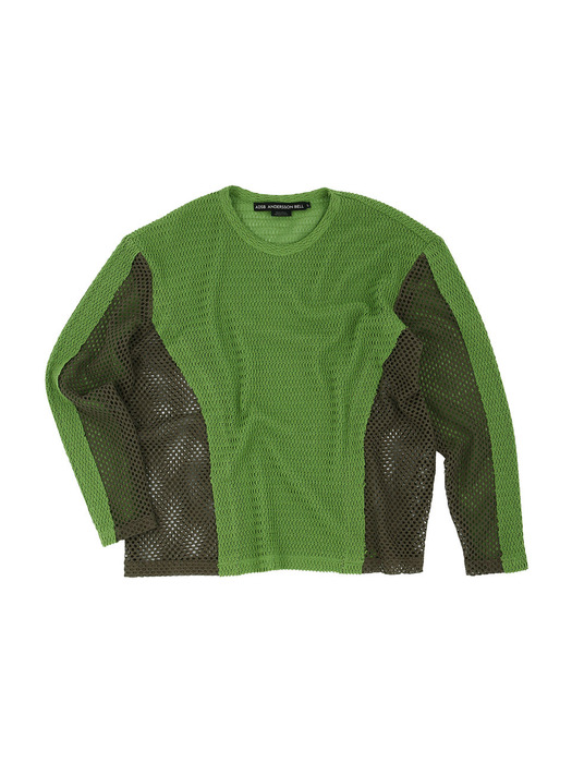 DELLEN NET CREW-NECK SWEATER atb1072m(GREEN)