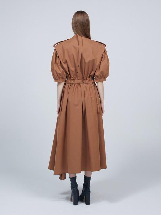Short puff sleeve trench coat dress