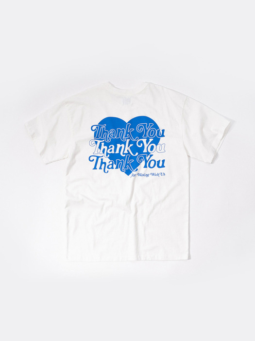 THANK YOU HEART SYMBOL T-SHIRT (OFF WHITE / BLUE)