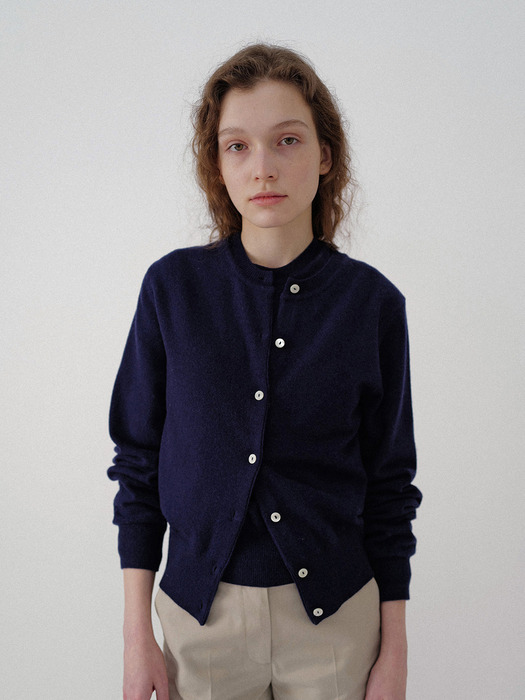 Emitt wool round cardigan (Navy)