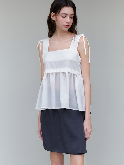 comos 1124 ribbon sleeveless blouse (2color)