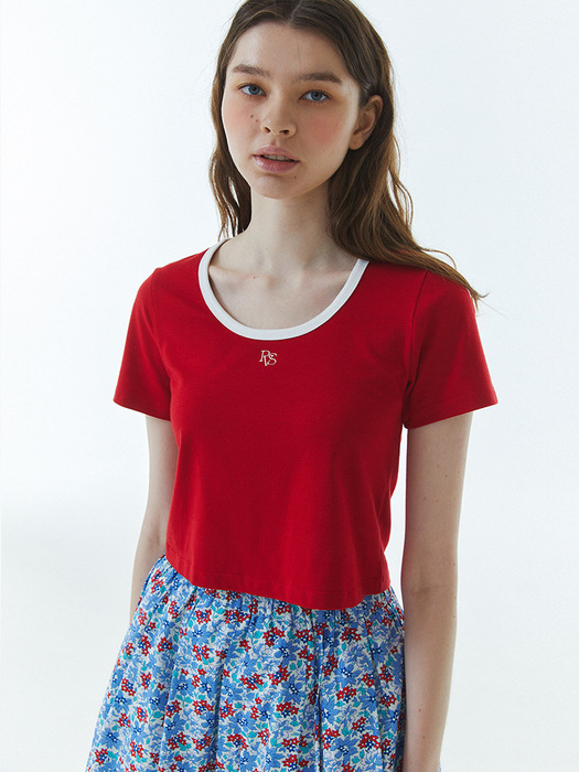 RVS Ringer Cropped T-Shirt Red
