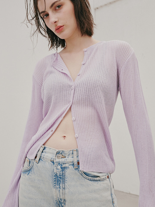 linen pendant cardigan-lavender