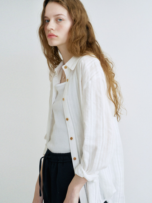 S Texture Stripe Shirt_White