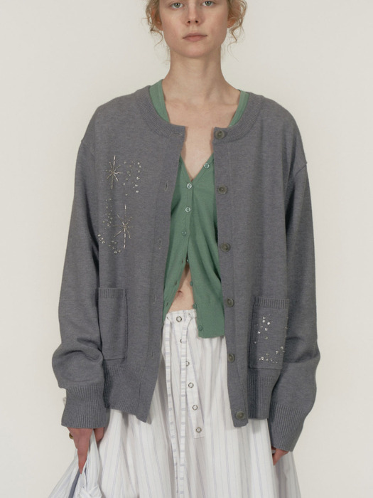 [1st 리오더]GLITTERING GEM CARDIGAN [GREY]