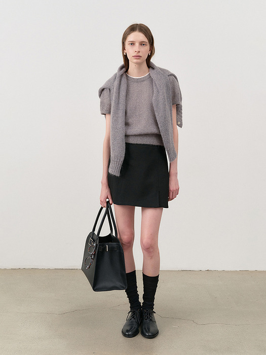 WOOL SPLIT MINI SKIRT BLACK_UDSK4C206BK