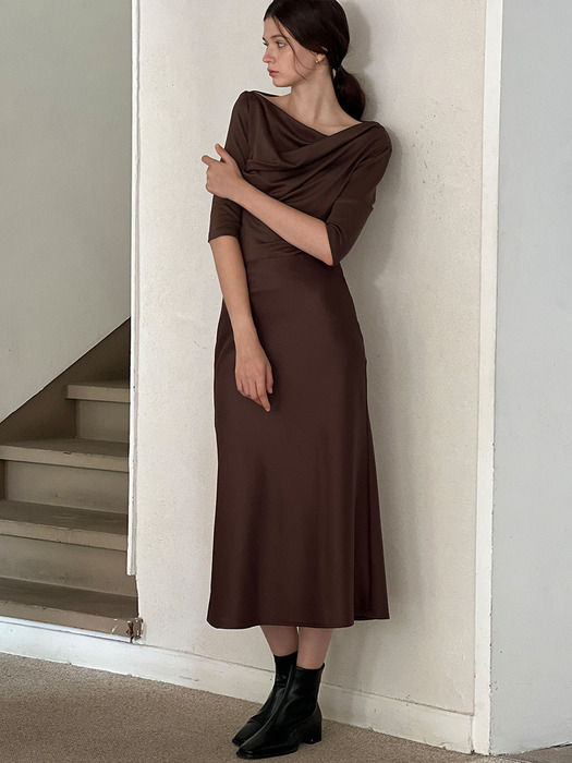 [24FW] Lautre Satin flare skirt brown