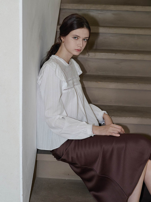 Lautre Satin flare skirt brown