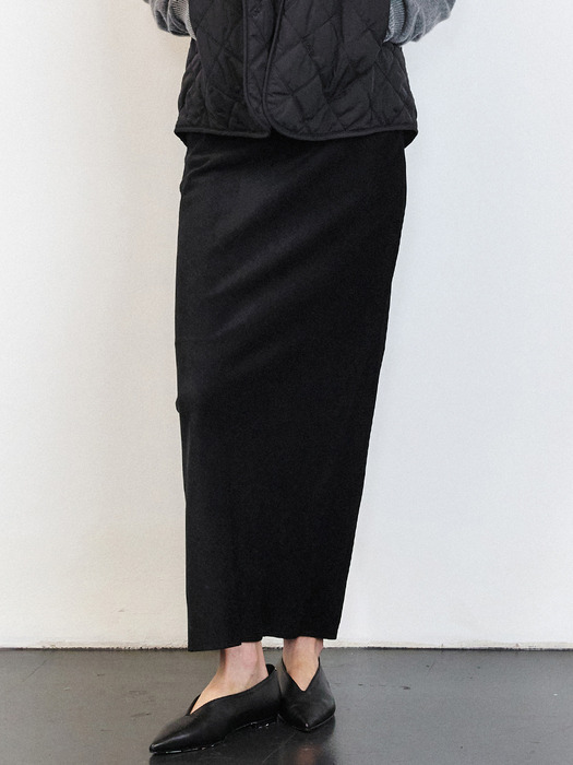 VINTAGE SILK LIKE CODUROY LONG SKIRT [BROWN][BLACK]