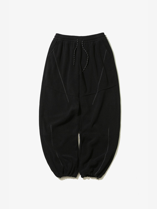 Fleece String Wide Pants Black