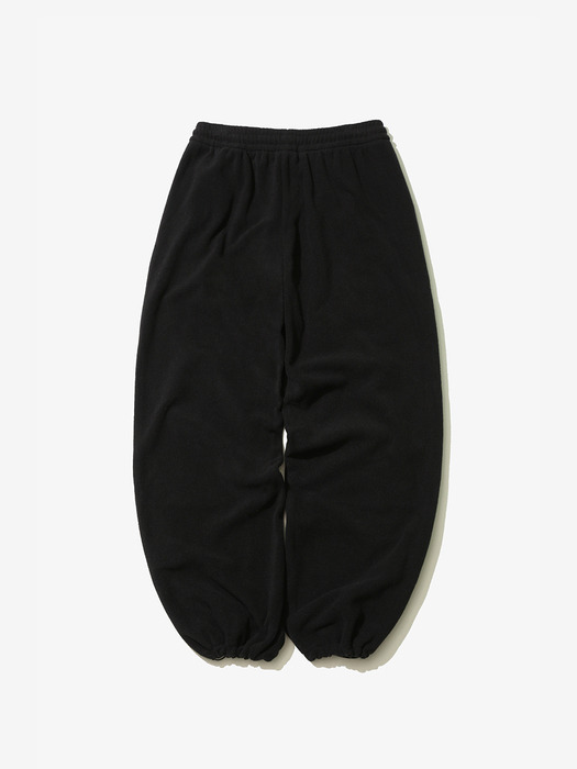 Fleece String Wide Pants Black