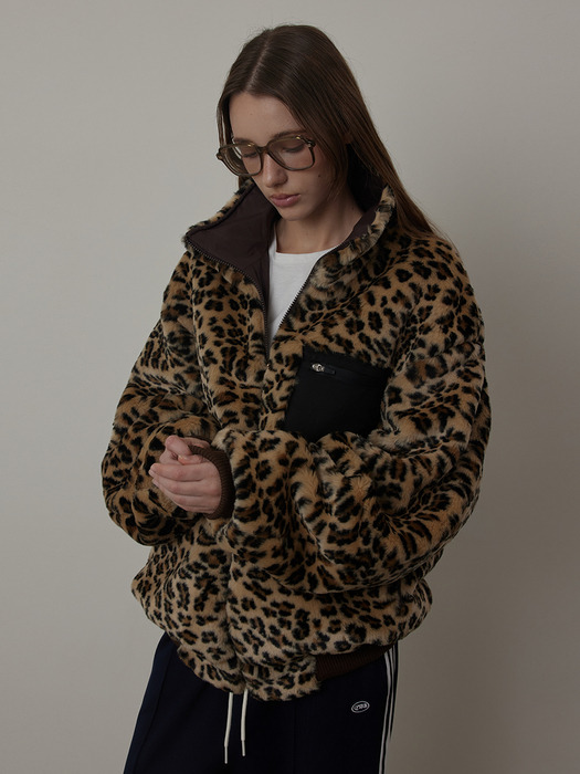 Leopard Over-fit Pur Reversible Jumper_BROWN