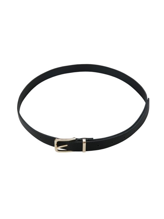 FAUX-LEATHER SLIM WAIST BELT (BLACK)