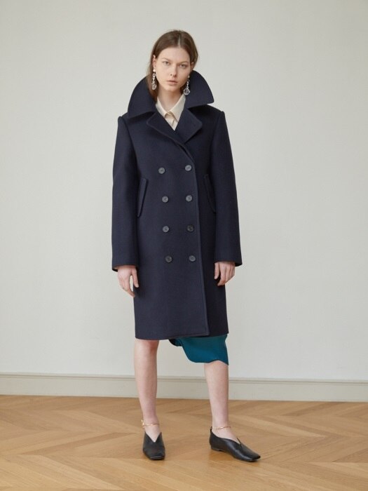 DETACHABLE-COLLAR COAT (DARK NAVY)