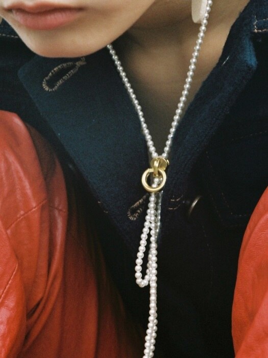 Pearl Knot zipper necklace
